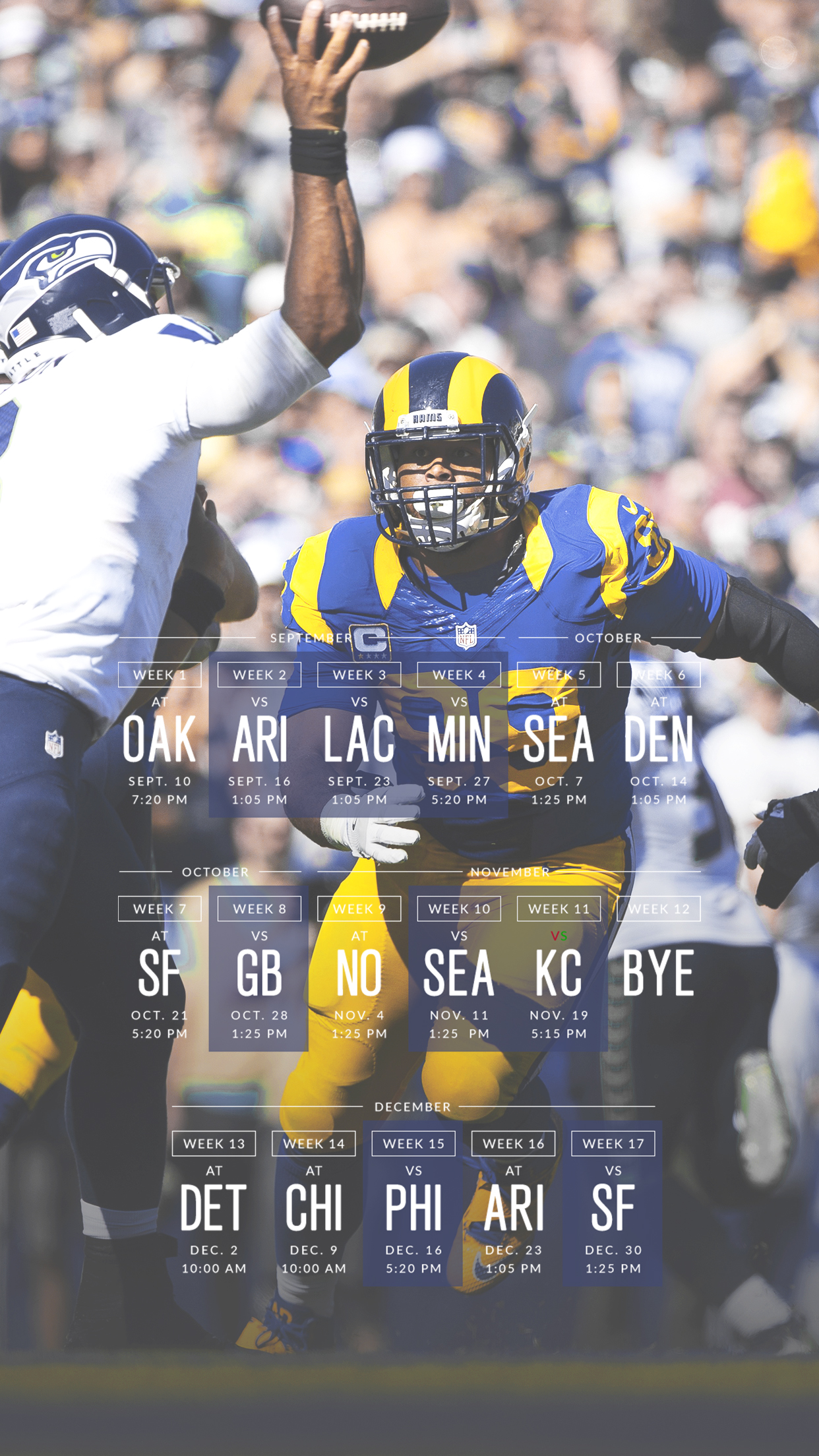Los Angeles Rams 2018 Schedule - HD Wallpaper 