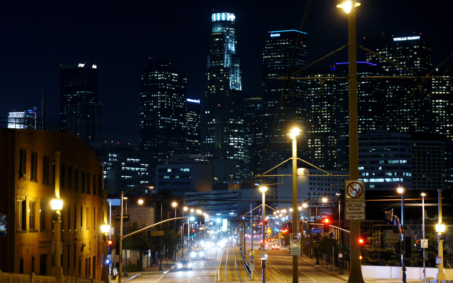 Downtown Skyline At Night - Los Angeles Skyline Night - HD Wallpaper 