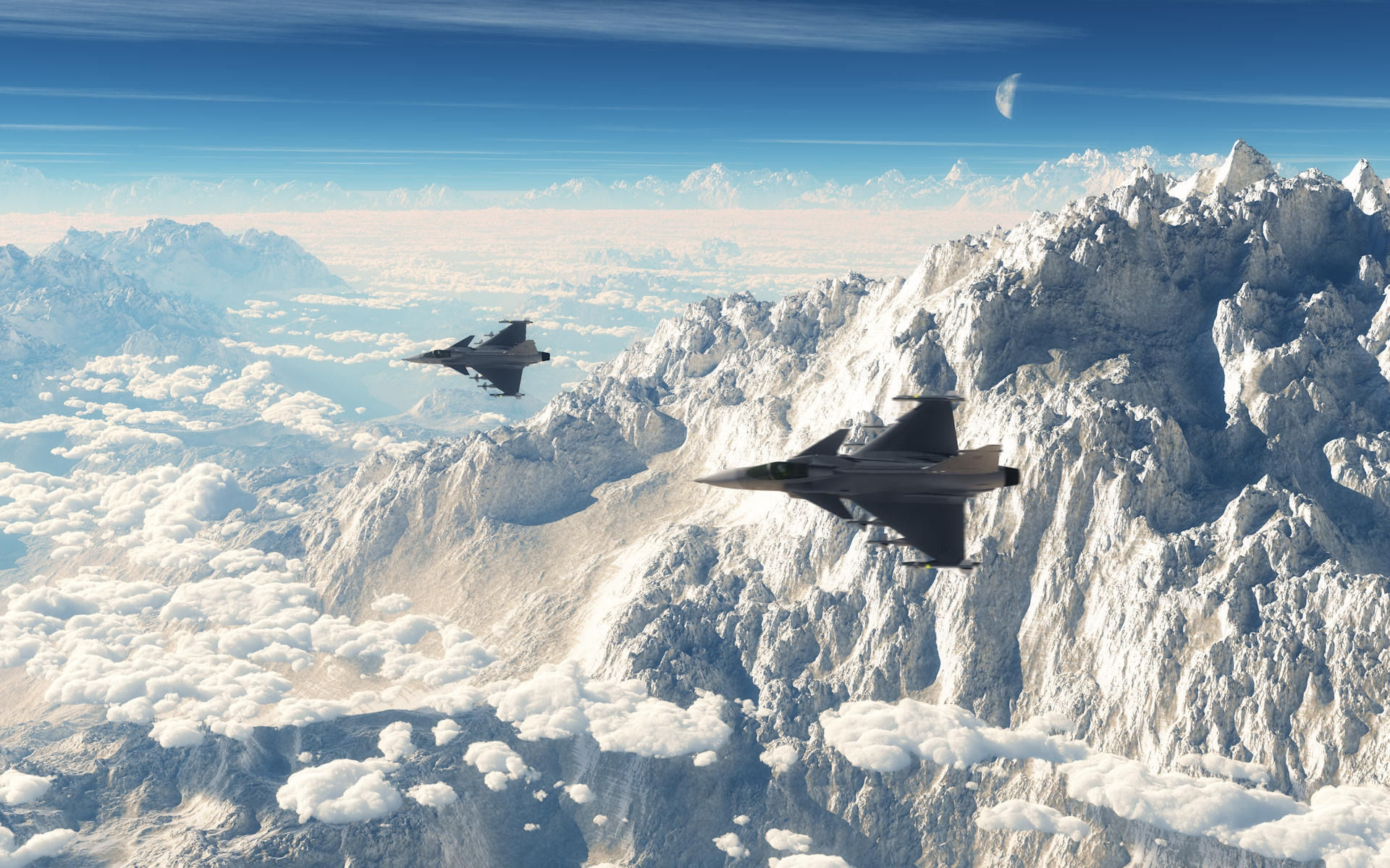 537348021 Wallpaper For Free - Jet Flying Over Mountain - HD Wallpaper 
