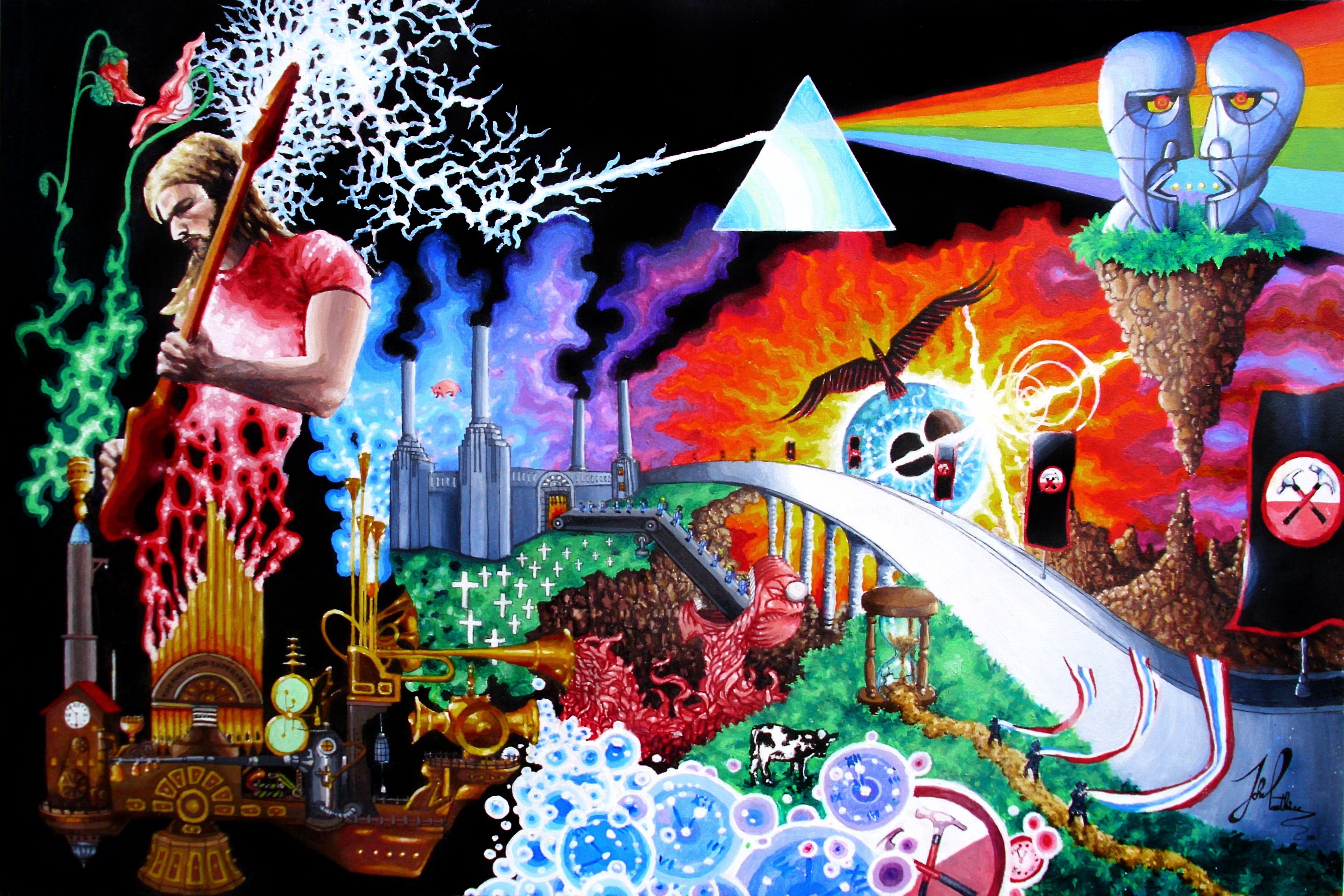 Pink Floyd Progressive Rock Psychedelic Classic Hard - Trippy Pink Floyd Poster - HD Wallpaper 