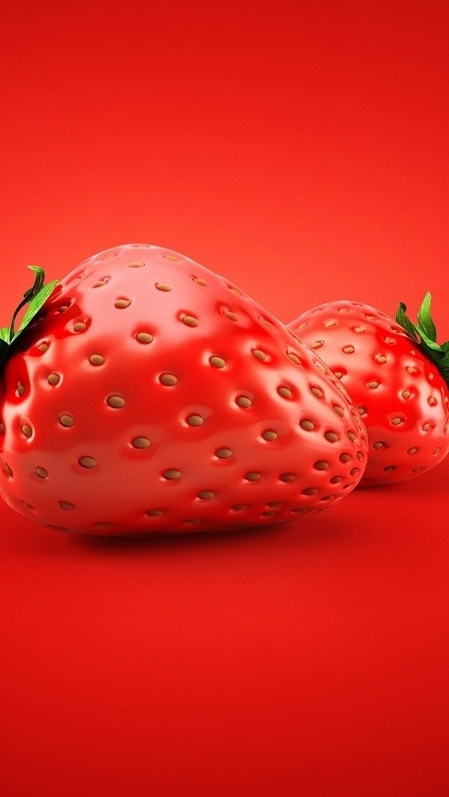 Iphone Wallpaper 3d Strawberry, Red Background - 3d Strawberry Wallpaper  For Iphone - 640x1136 Wallpaper 