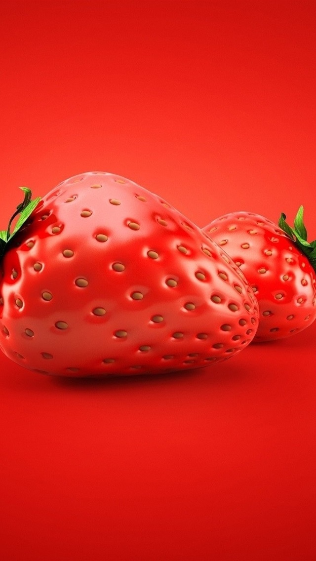 Iphone Wallpaper 3d Strawberry, Red Background - 3d Strawberry Wallpaper For Iphone - HD Wallpaper 