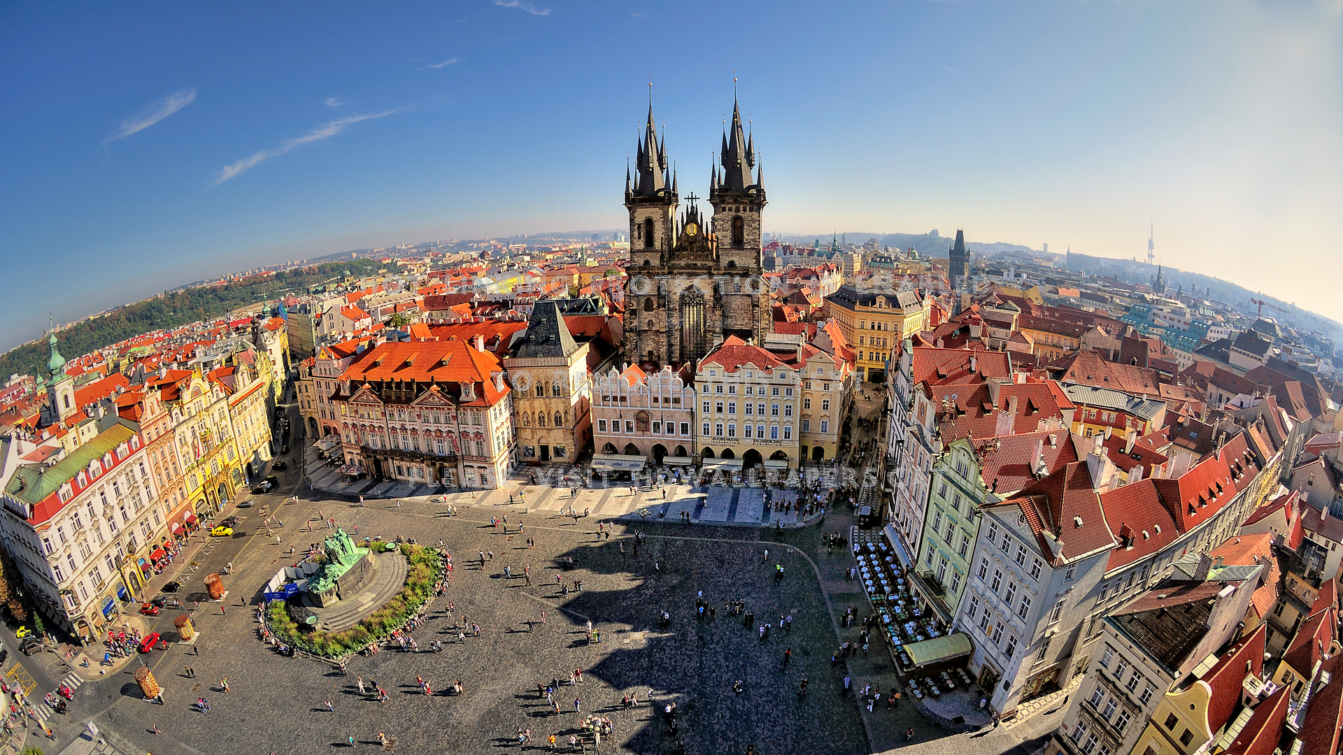 Fish Eye View Of Old Town Square In Prague - HD Wallpaper 