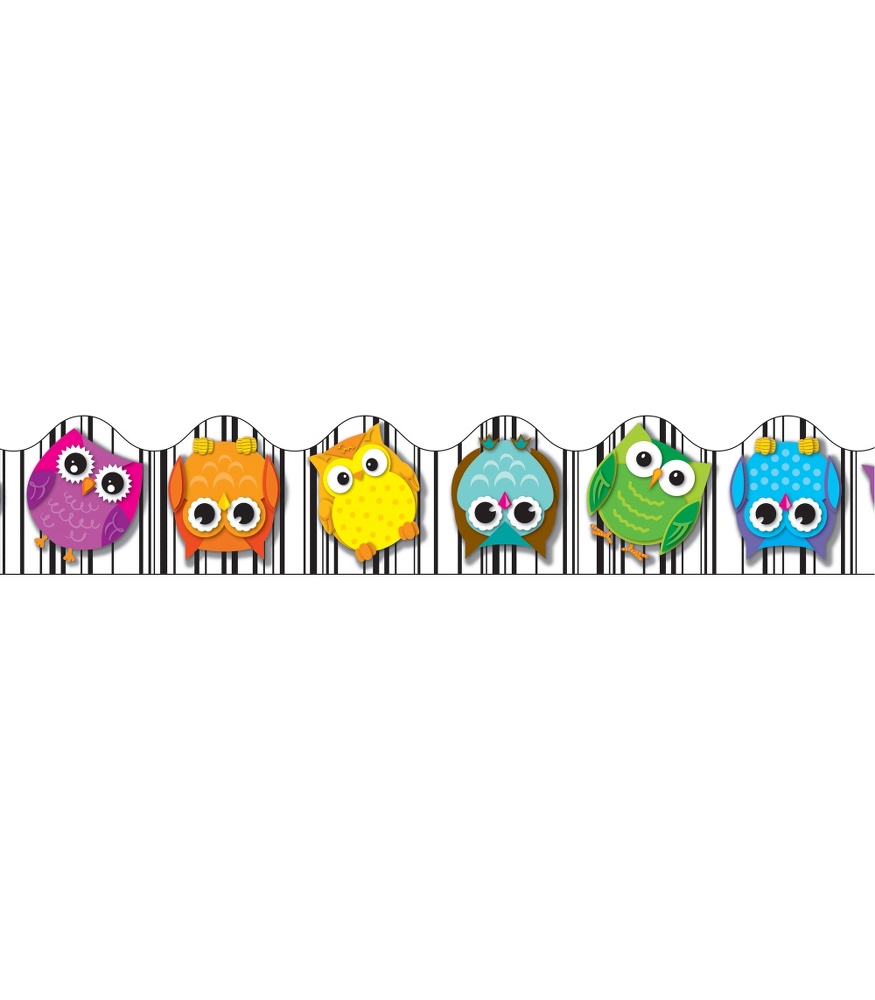 Colorful Owls Scalloped Borders - Colorful Owls Scalloped Border - HD Wallpaper 