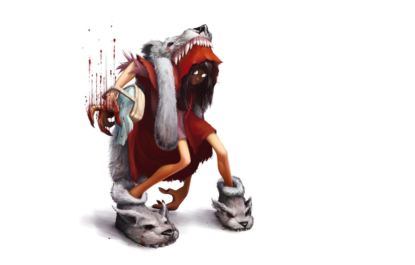 Photo Wallpaper Anger, Blood, Wolf, Minimalism, Little - Capcom Lil Red Riding Hood - HD Wallpaper 