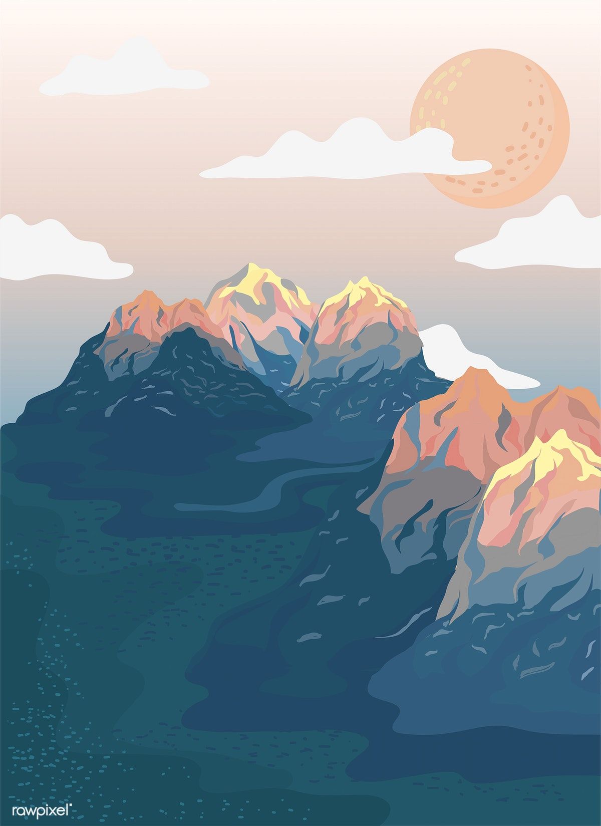 Mountain View Illustration - HD Wallpaper 
