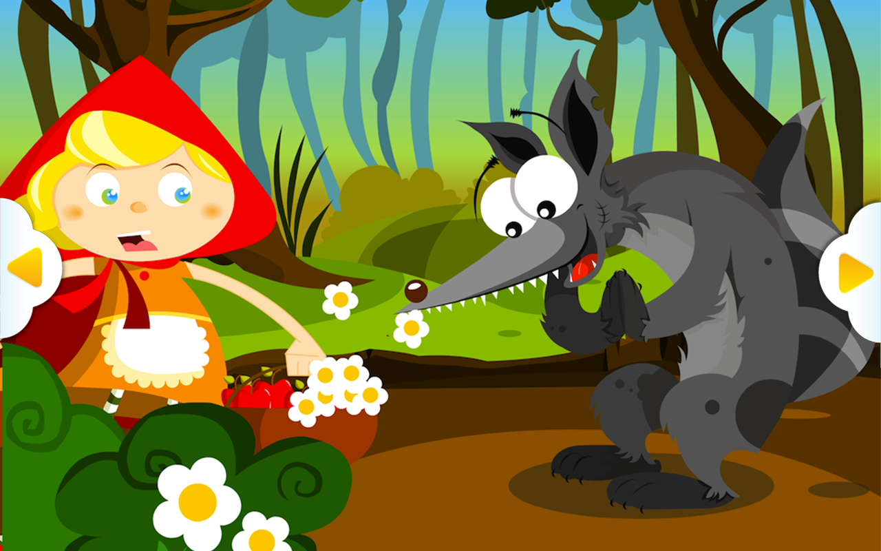 Red Riding Hood Story Cartoon - HD Wallpaper 