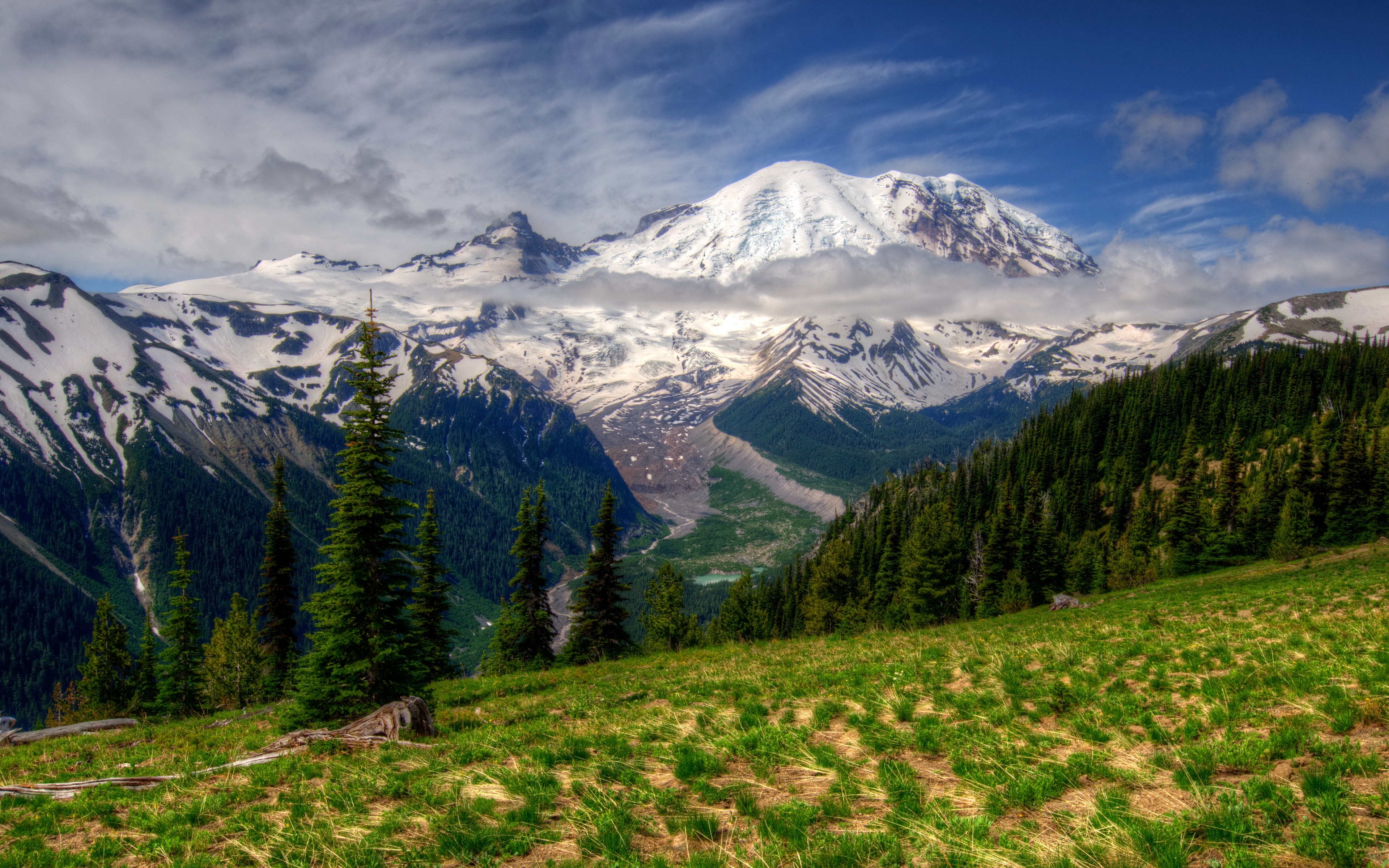 Wallpaper Mountains, Landscape, Mt Rainier, Washington, - Mount Rainier National Park, Mount Rainier - HD Wallpaper 