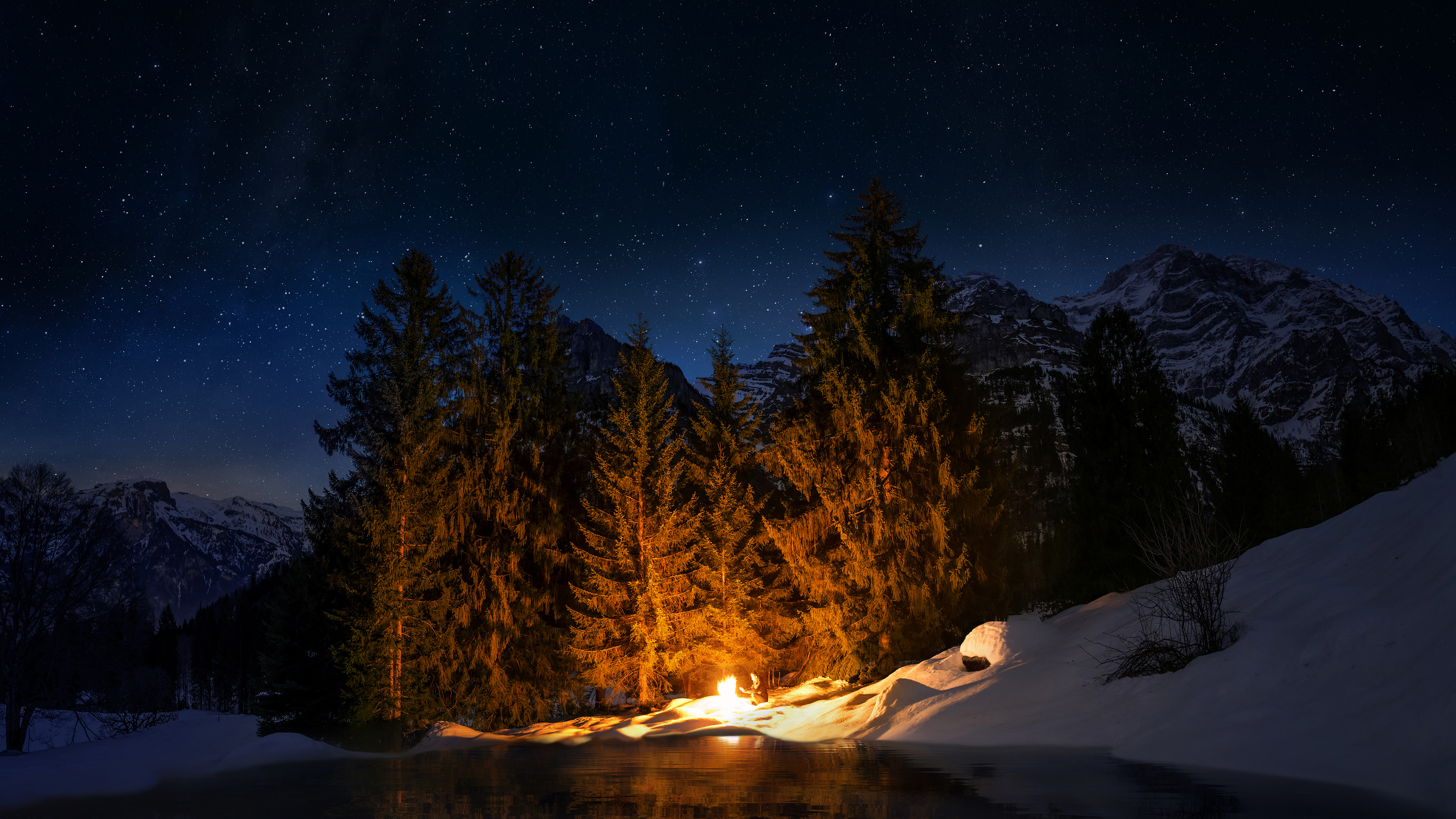 Campfire Forest 4k - Interfacelift Iphone X - HD Wallpaper 