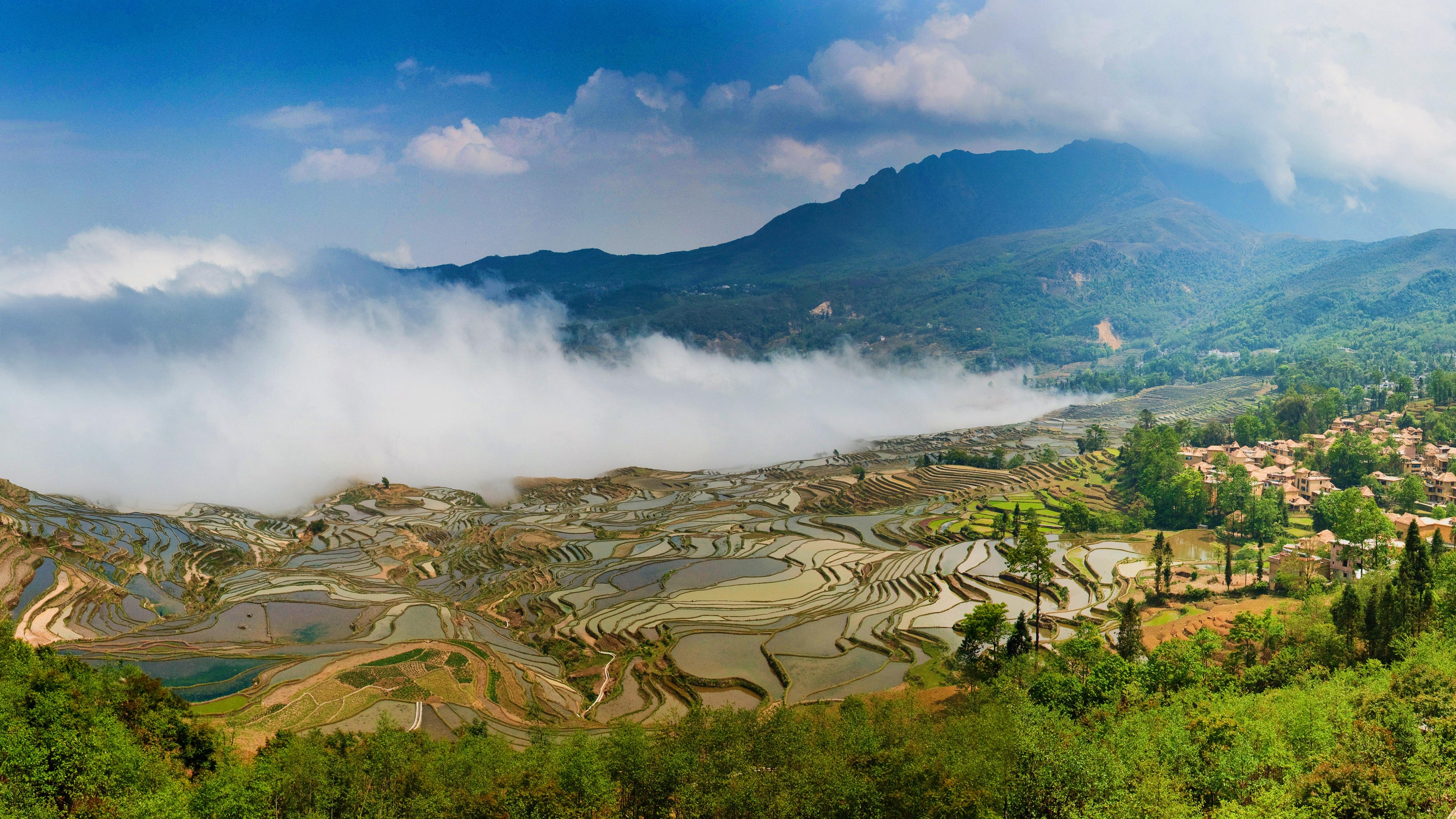 Wallpaper Yuanyang Terraces, China Yunnan, Beautiful - HD Wallpaper 