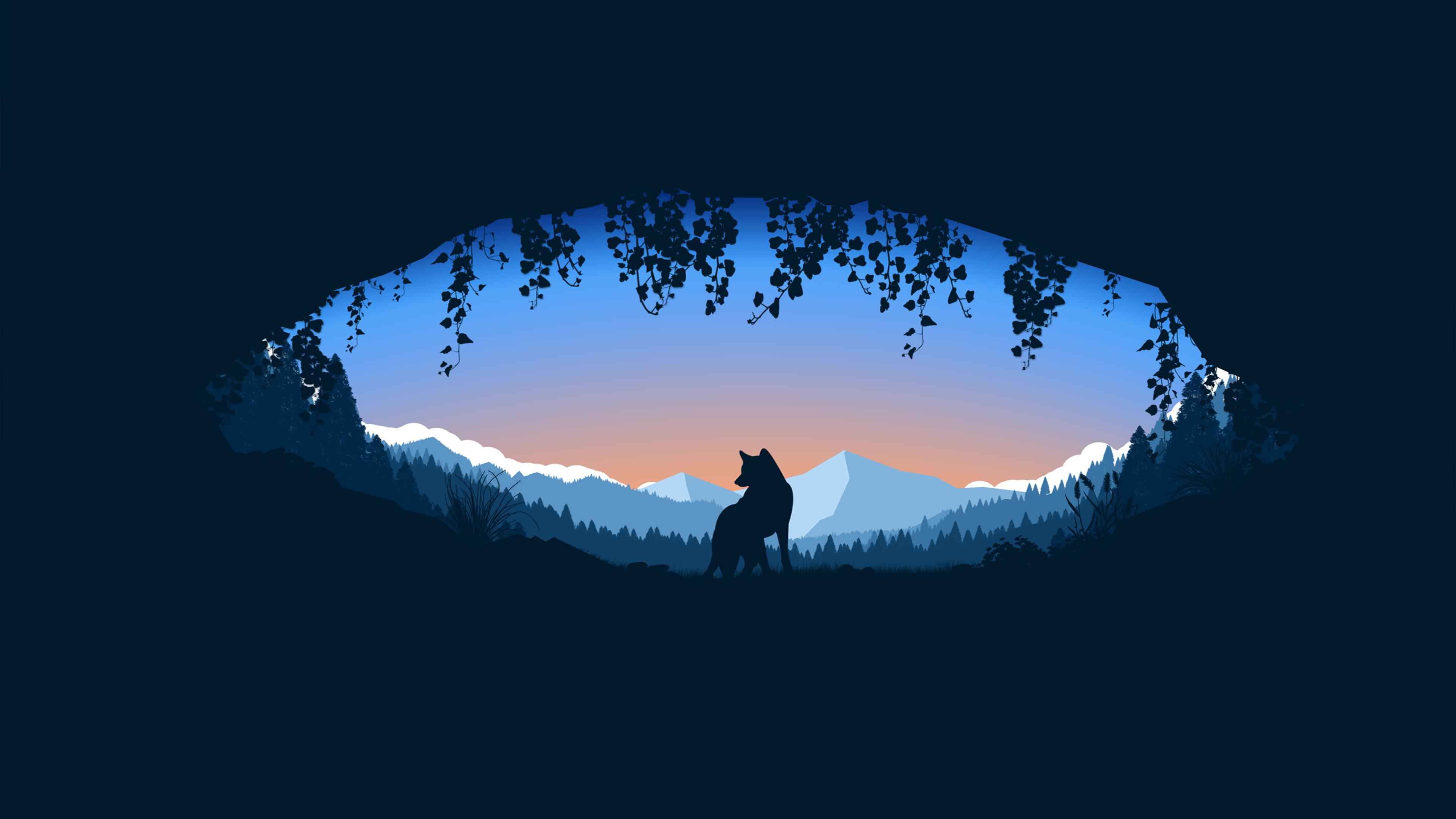 Minimalist Wolf Background - HD Wallpaper 