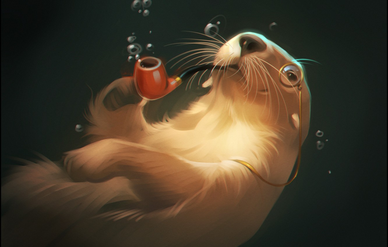 Photo Wallpaper Water, Bubbles, Tube, Art, Monocle, - Fantasy Animal Profile - HD Wallpaper 