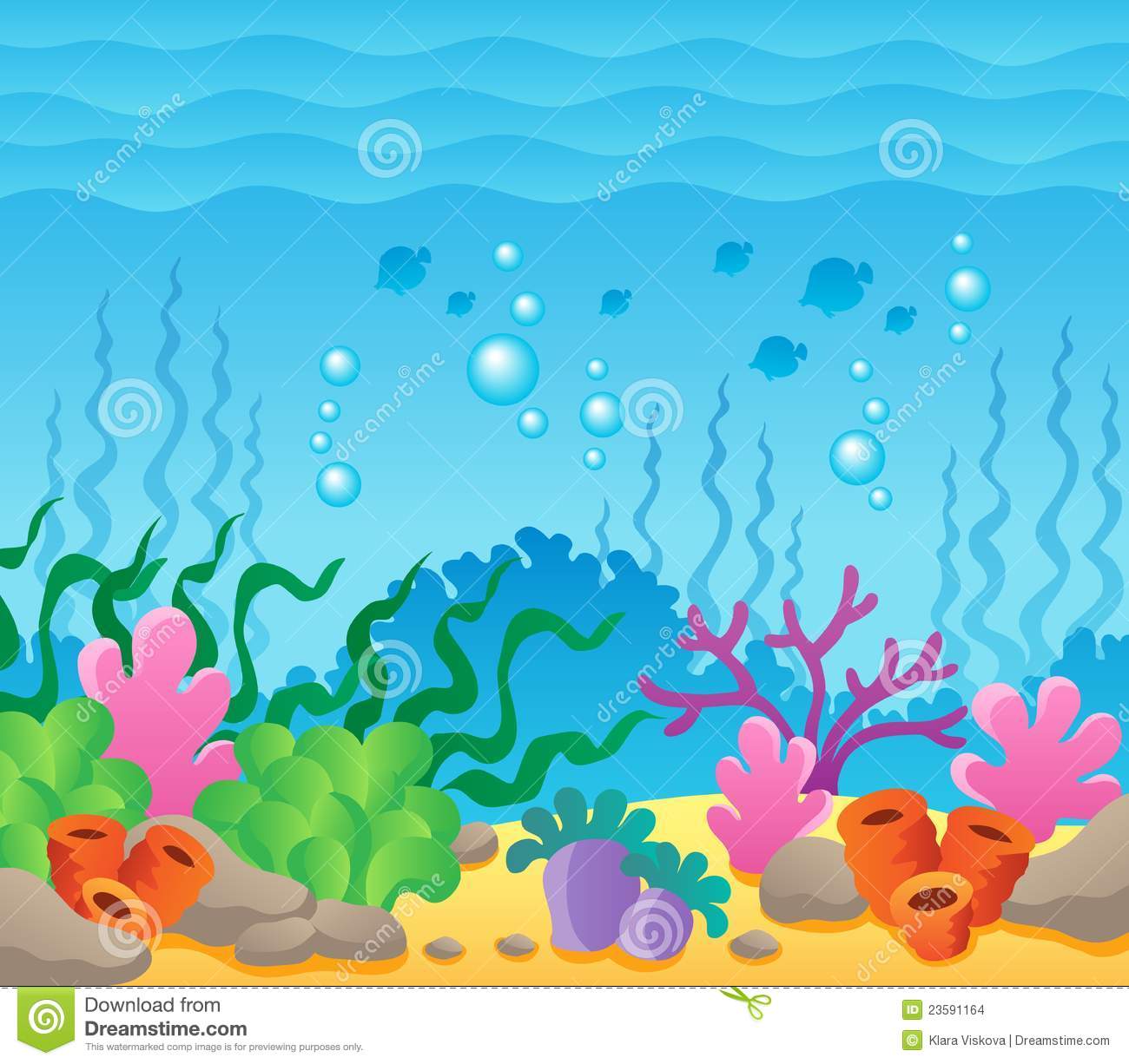 Image With Undersea Theme 1 Stock Vector - Under The Sea Themed - HD Wallpaper 