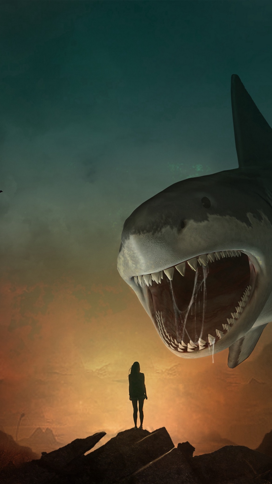 Wallpaper Silhouette, Shark, Art, Mouth, Teeth, Predator, - 4k Ultra Hd Shark - HD Wallpaper 