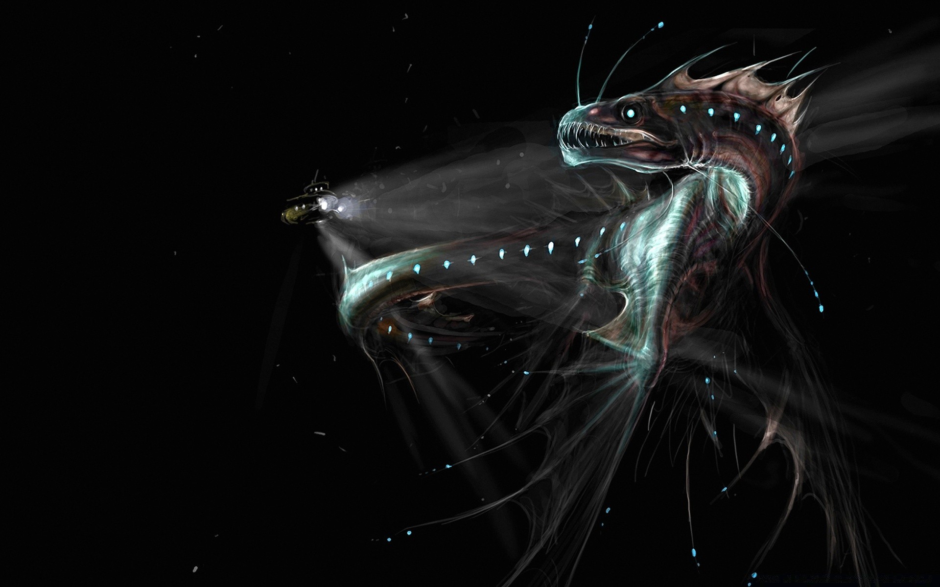 Fantasy Motion Dark Smoke Desktop Flame Abstract Light - Deep Sea Monster - HD Wallpaper 