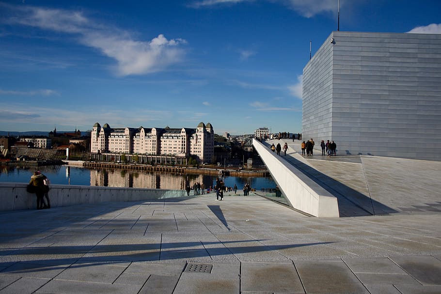 Oslo, Norway, Oslo Opera House, Glass, Fjord, Architecture, - Commercial Building - HD Wallpaper 