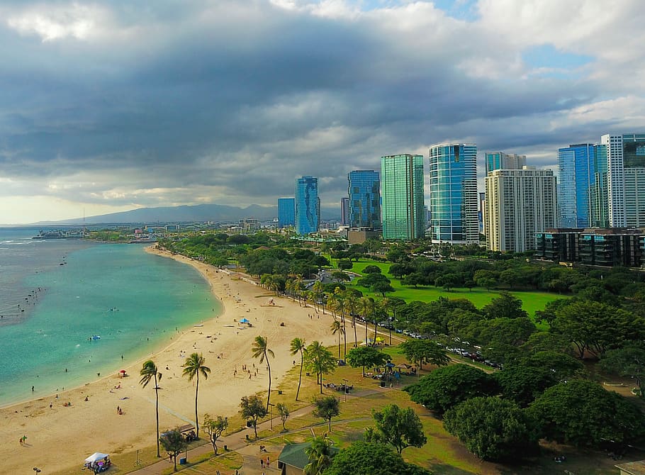 Ala Moana, United States, Honolulu, Land, Palm Trees, - Beach Ridge - HD Wallpaper 