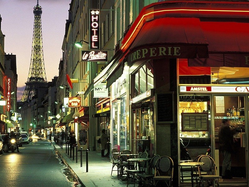 Street From Paris Wallpaper - Paris Cafeteria - HD Wallpaper 