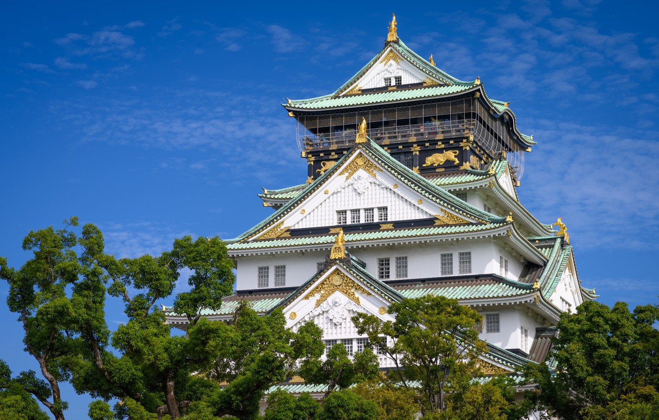 Photo Wallpaper The Sky, Trees, Castle, Japan, Japan, - Osaka Castle - HD Wallpaper 