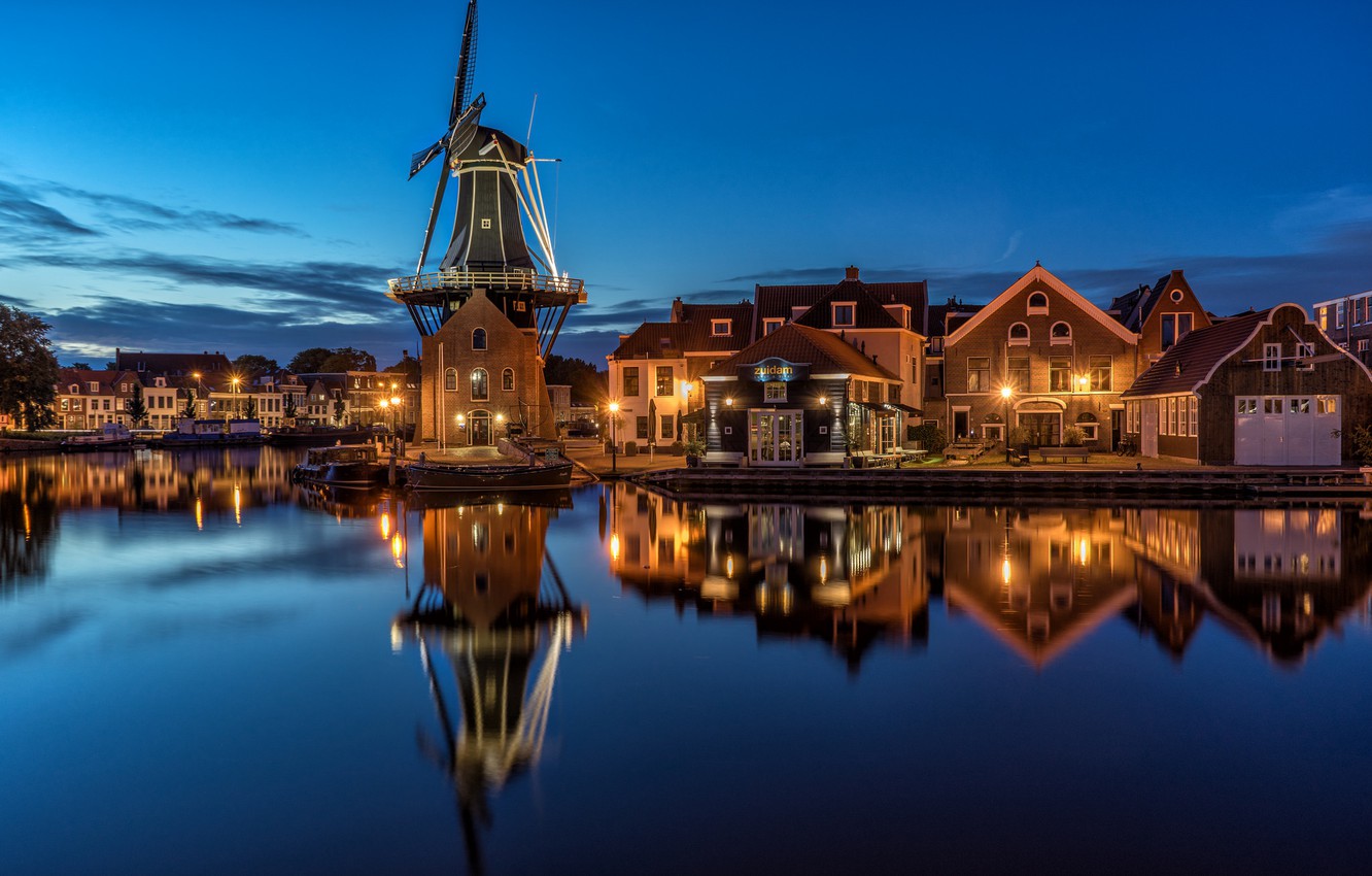Photo Wallpaper Night, Lights, Netherlands, Holland, - HD Wallpaper 