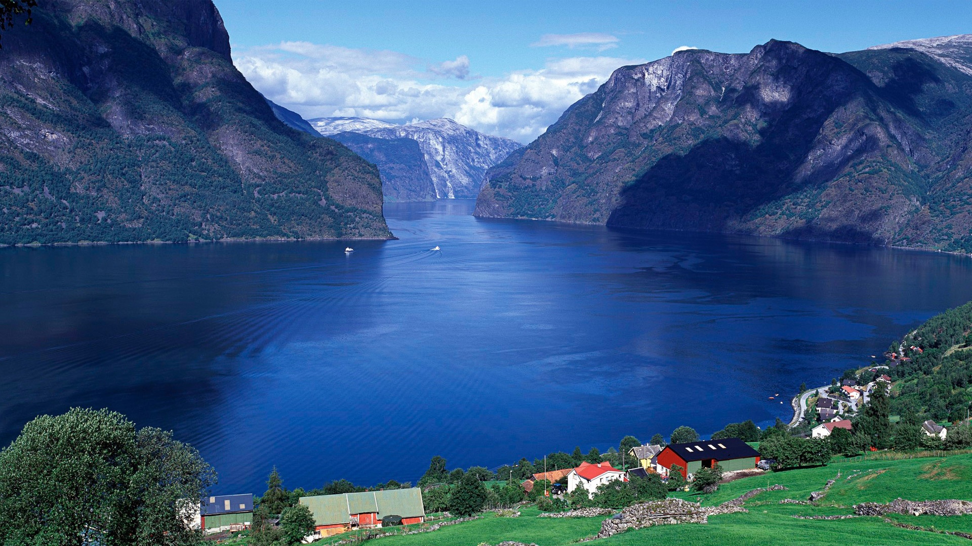 Aurlandsfjord Norway Panorama - Lake Wallpapers Norway - HD Wallpaper 