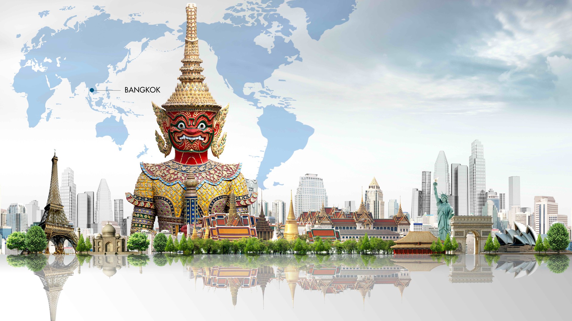 Bangkok City Hd Wallpaper For Desktop - Bangkok Backgrounds - HD Wallpaper 