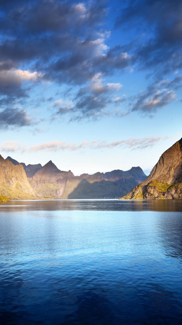 Norway, Lofoten Islands, Europe, Mountains, Sea, Clouds, - Lofoten Islands Norway Landscape - HD Wallpaper 