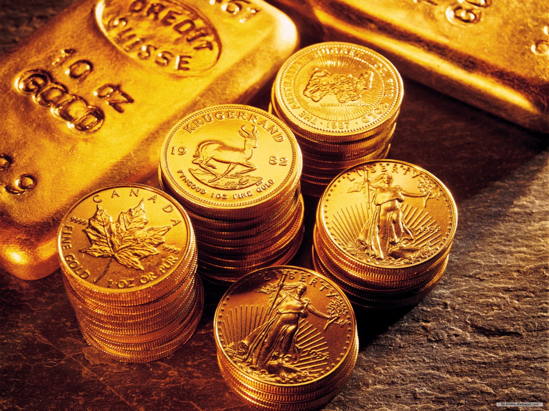 Free Photography Wallpaper - Gold Bar And Coins - HD Wallpaper 