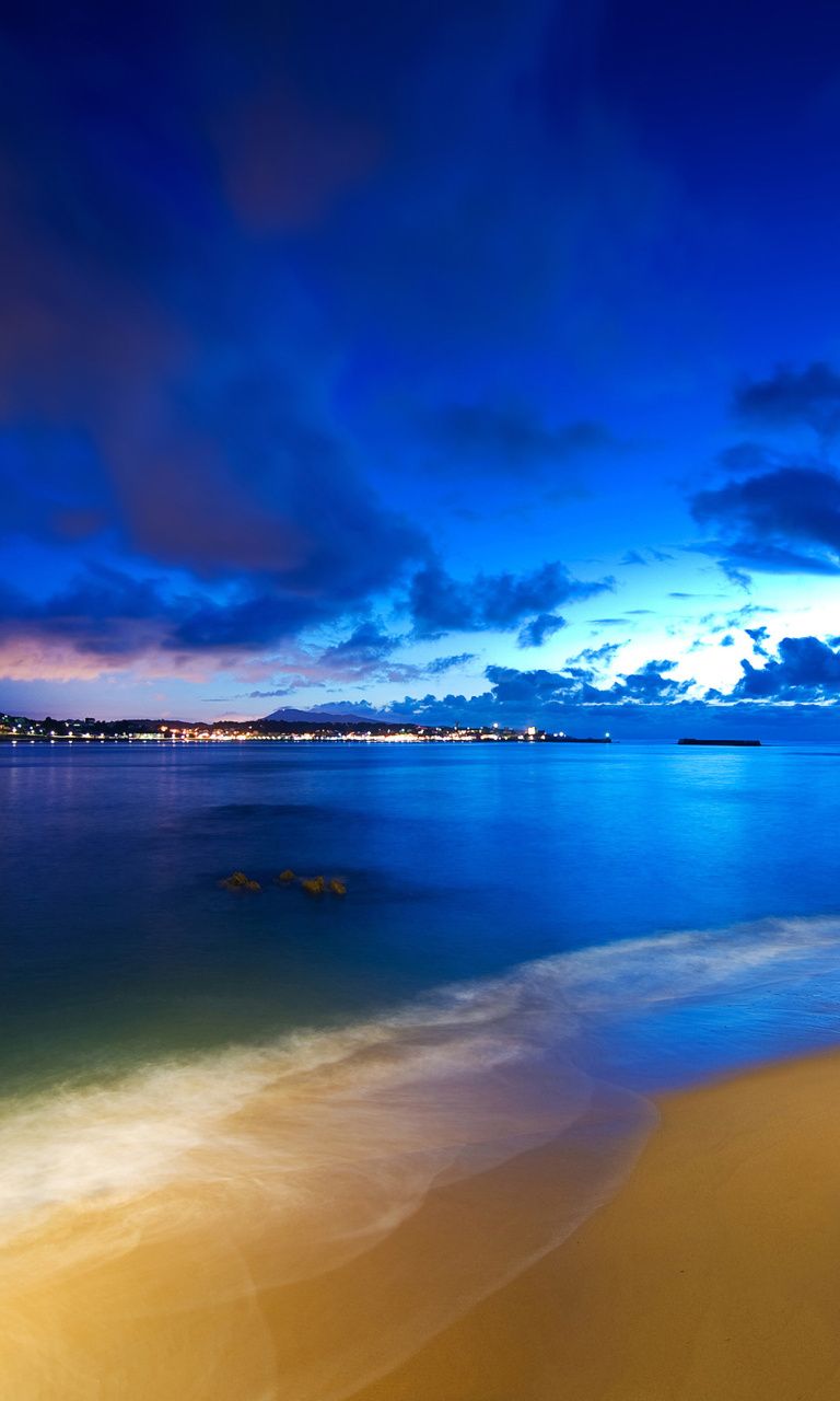 Full Hd Mobile Wallpaper Night Sea Beach - HD Wallpaper 