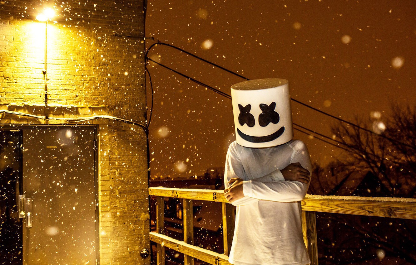 Photo Wallpaper Snow, Dj, Edm, Marshmello, Dj - Marshmallow Song - HD Wallpaper 