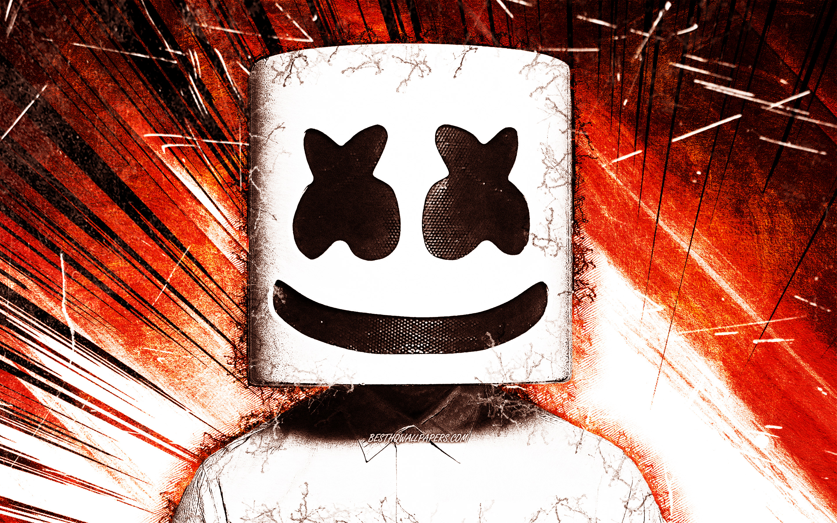 Dj Marshmello, Orange Grunge Rays, Music Stars, American - Descargar Fotos De Marshmallow - HD Wallpaper 
