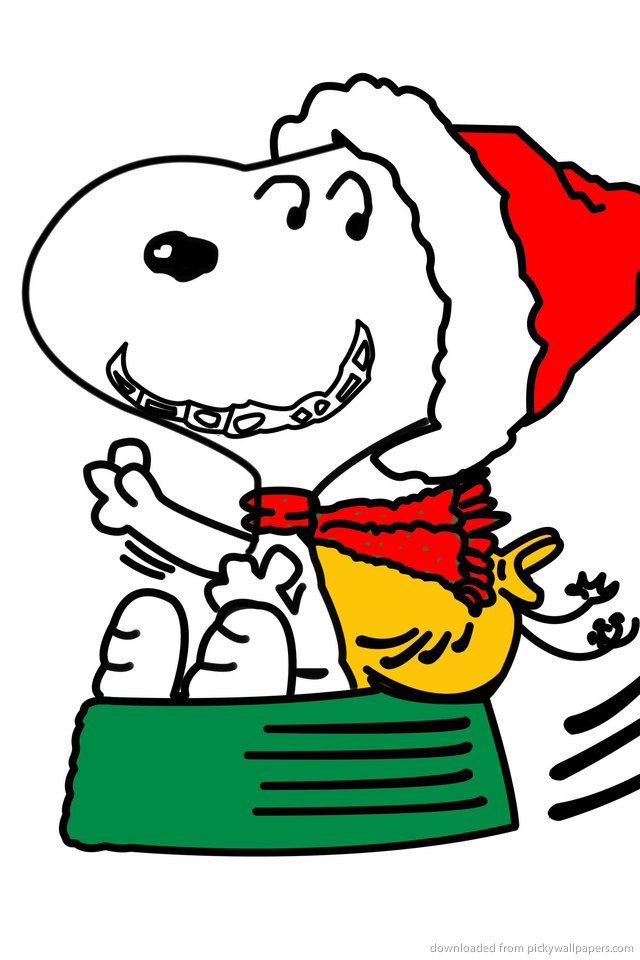 Download Snoopy Christmas Sleight Wallpaper For Iphone - Snoopy In A Santa Hat - HD Wallpaper 