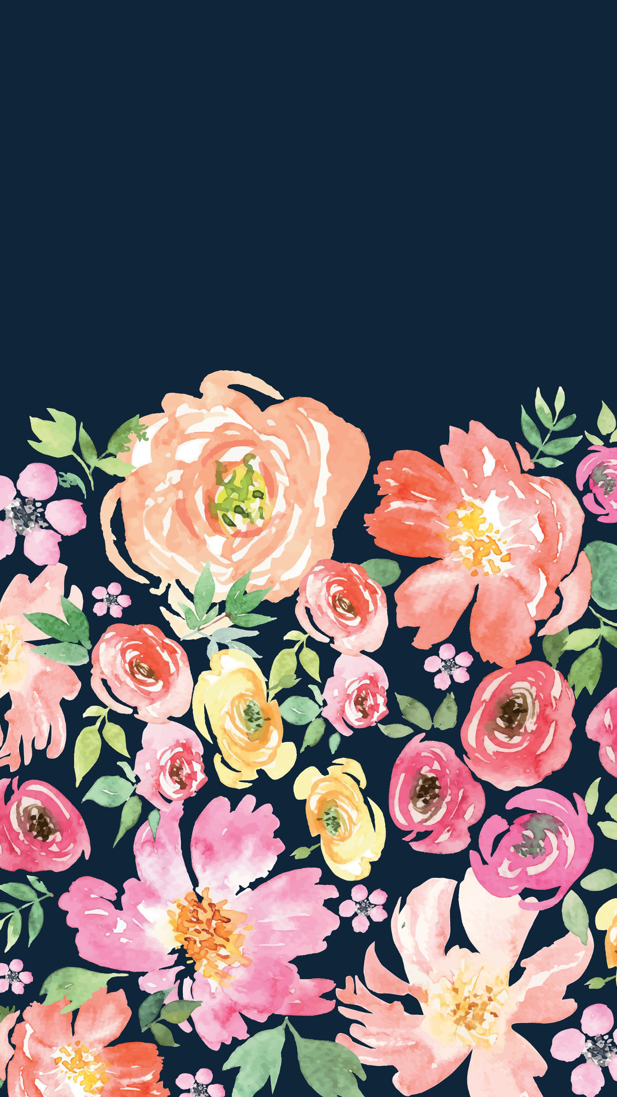 1242x2208, Navy Floral Wallpaper - February 2020 Calendar Floral - HD Wallpaper 