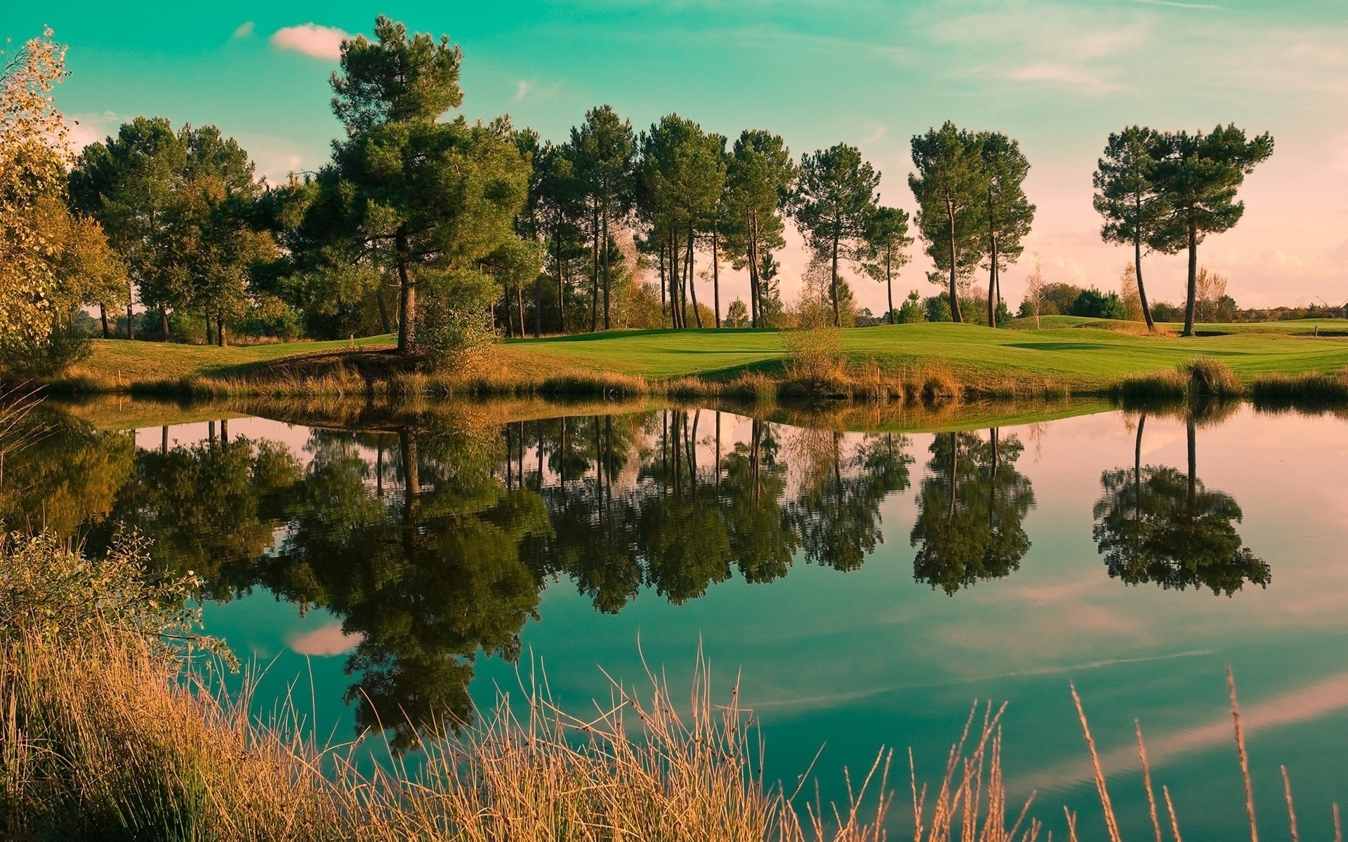 Golf Course Lake Wetland - HD Wallpaper 