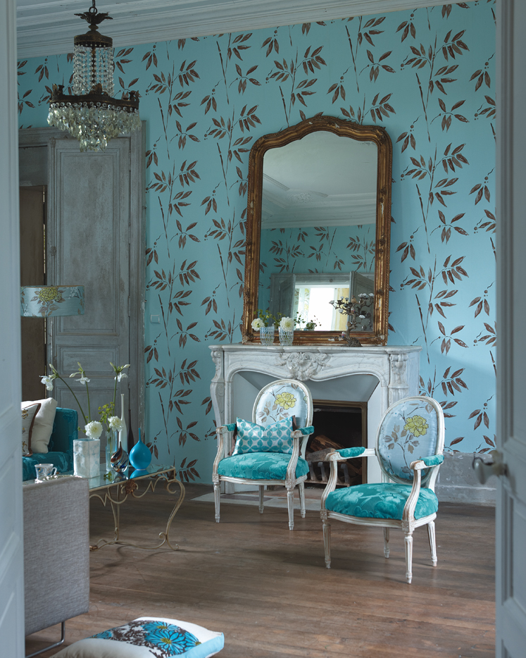 7 Fabulous Wallpaper Ideas - Teal Living Room - HD Wallpaper 