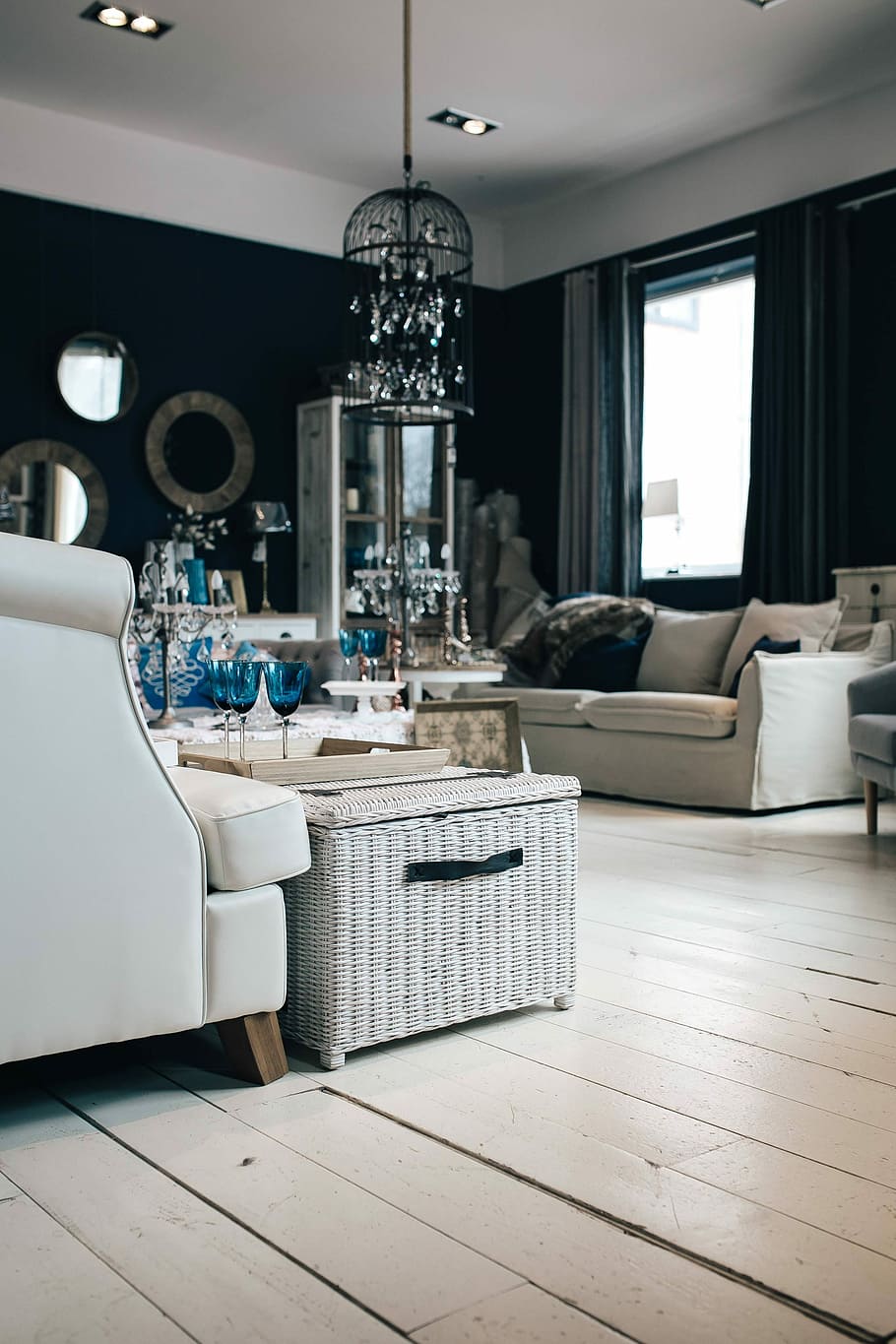 Beautiful Vintage Living Room Interior, Home, Old, - Czarne Ściany W Salonie - HD Wallpaper 