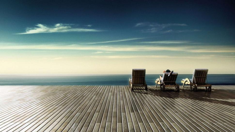 Stunning View From The Deck Hd Wallpaper,chairs Hd - HD Wallpaper 