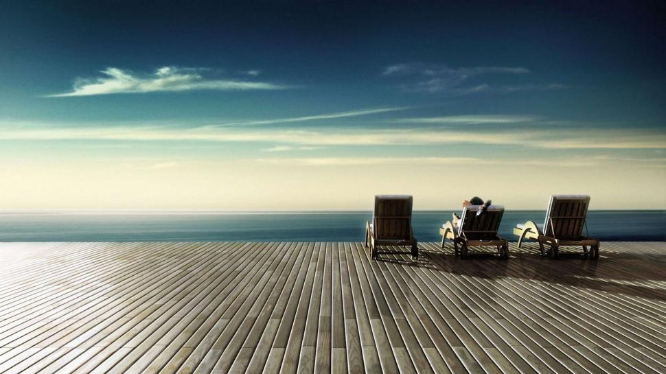 Stunning View From The Deck Hd Wallpaper,chairs Hd - HD Wallpaper 