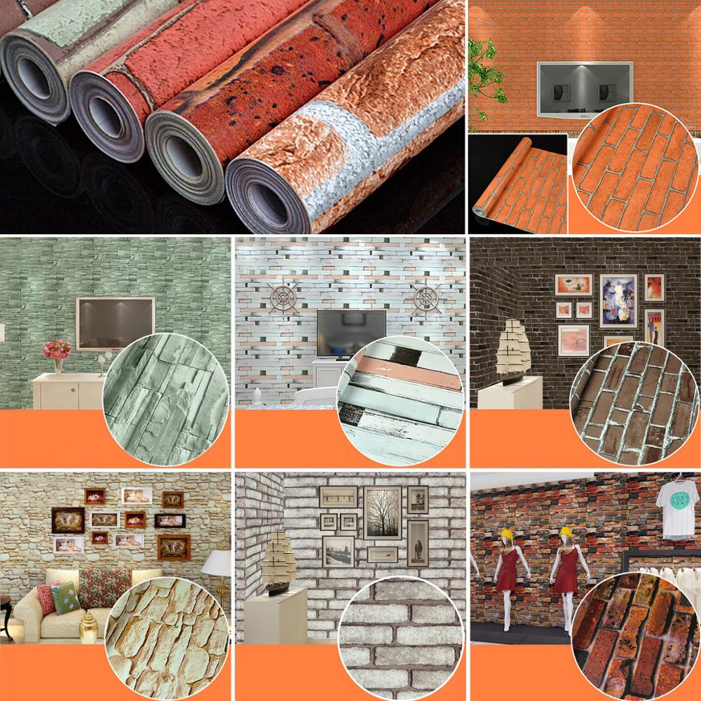 High Quality Pvc Red Blue White Industrial Brick Wallpaper - HD Wallpaper 