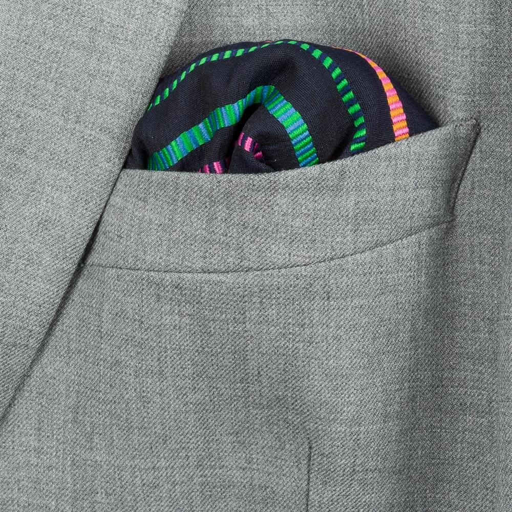 Men S Dark Navy Textured Stripe Pocket Square,paul - Stitch - HD Wallpaper 