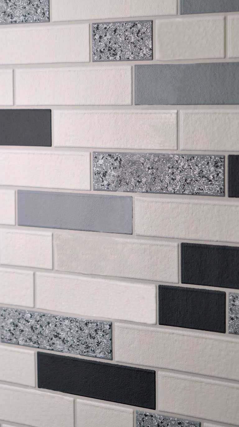 Black White Silver Tile Wallpaper Glitter Brick Effect - Tile - HD Wallpaper 
