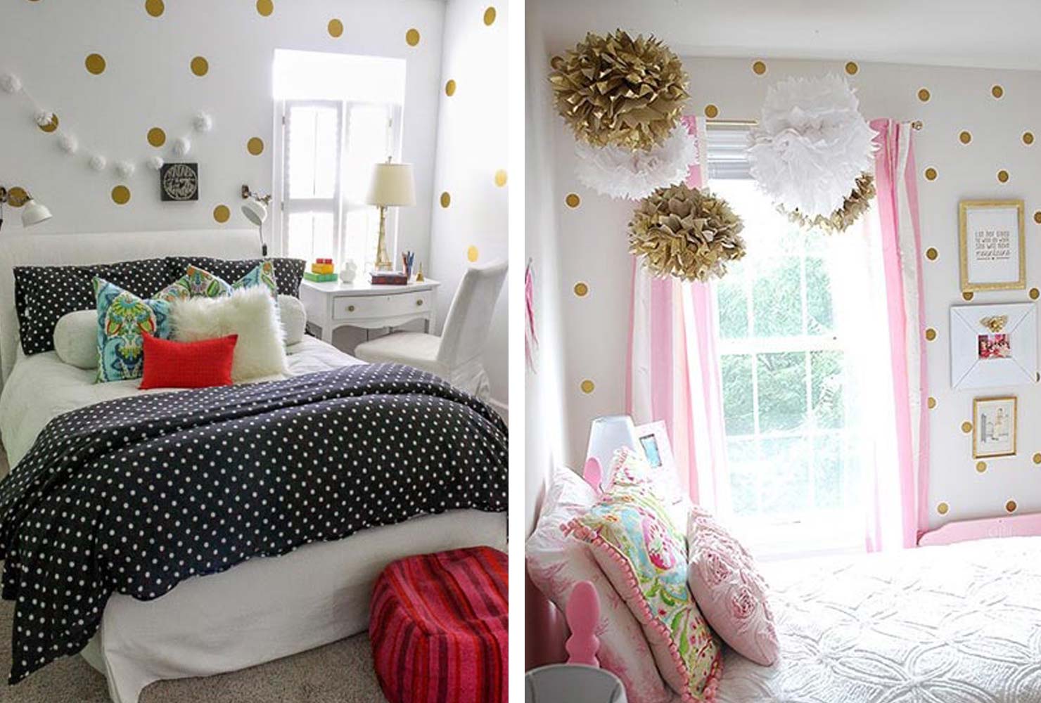 Gold Polka Dots On Girls Bedroom Wall - Lavender And Light Pink Rooms - HD Wallpaper 