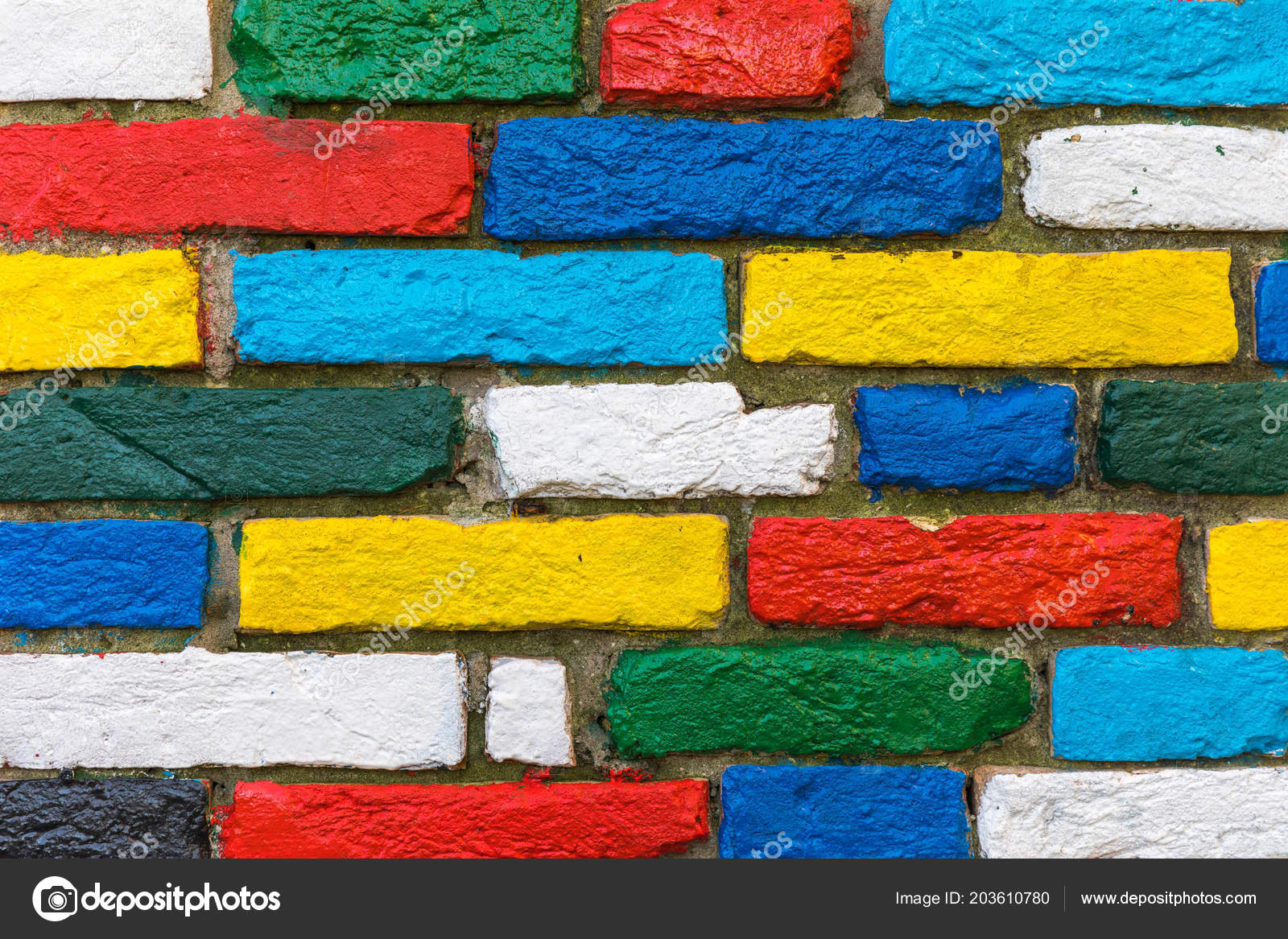 Brick Wall Painting Colorful - HD Wallpaper 