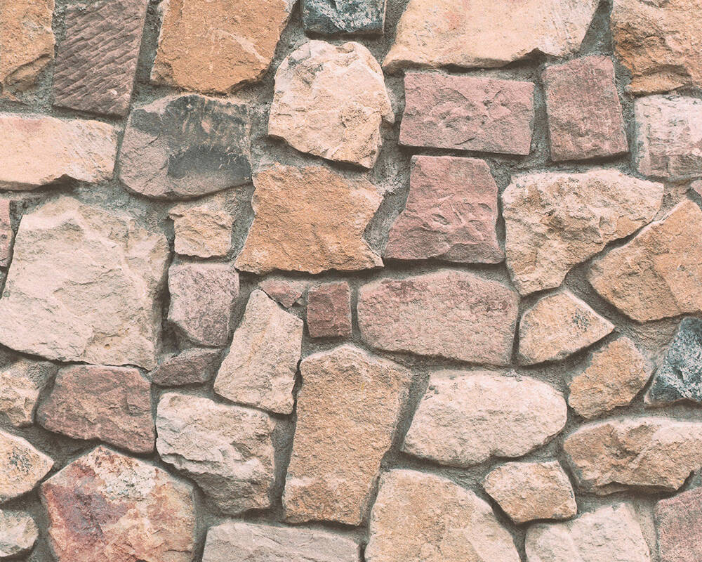 Création Wallpaper Stone, Coloured, Cream, Grey - Behang Stenen - HD Wallpaper 