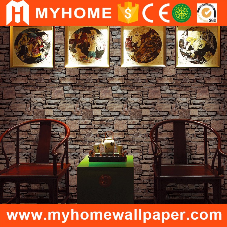 Waterproof Natural Stone Brick Brown Pvc 3d Wallpaper - Wall - HD Wallpaper 