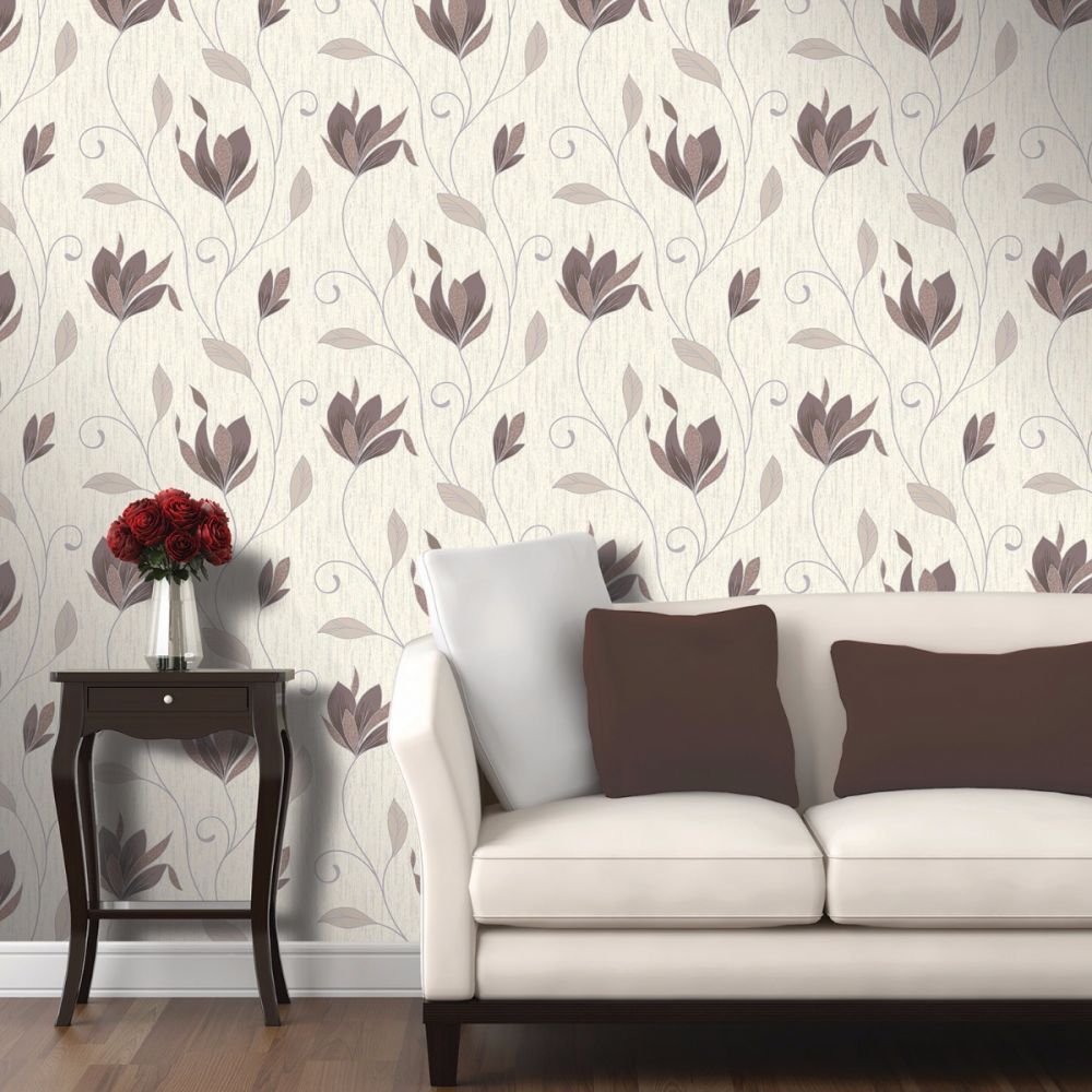 Floral Wallpaper In Living Room - HD Wallpaper 