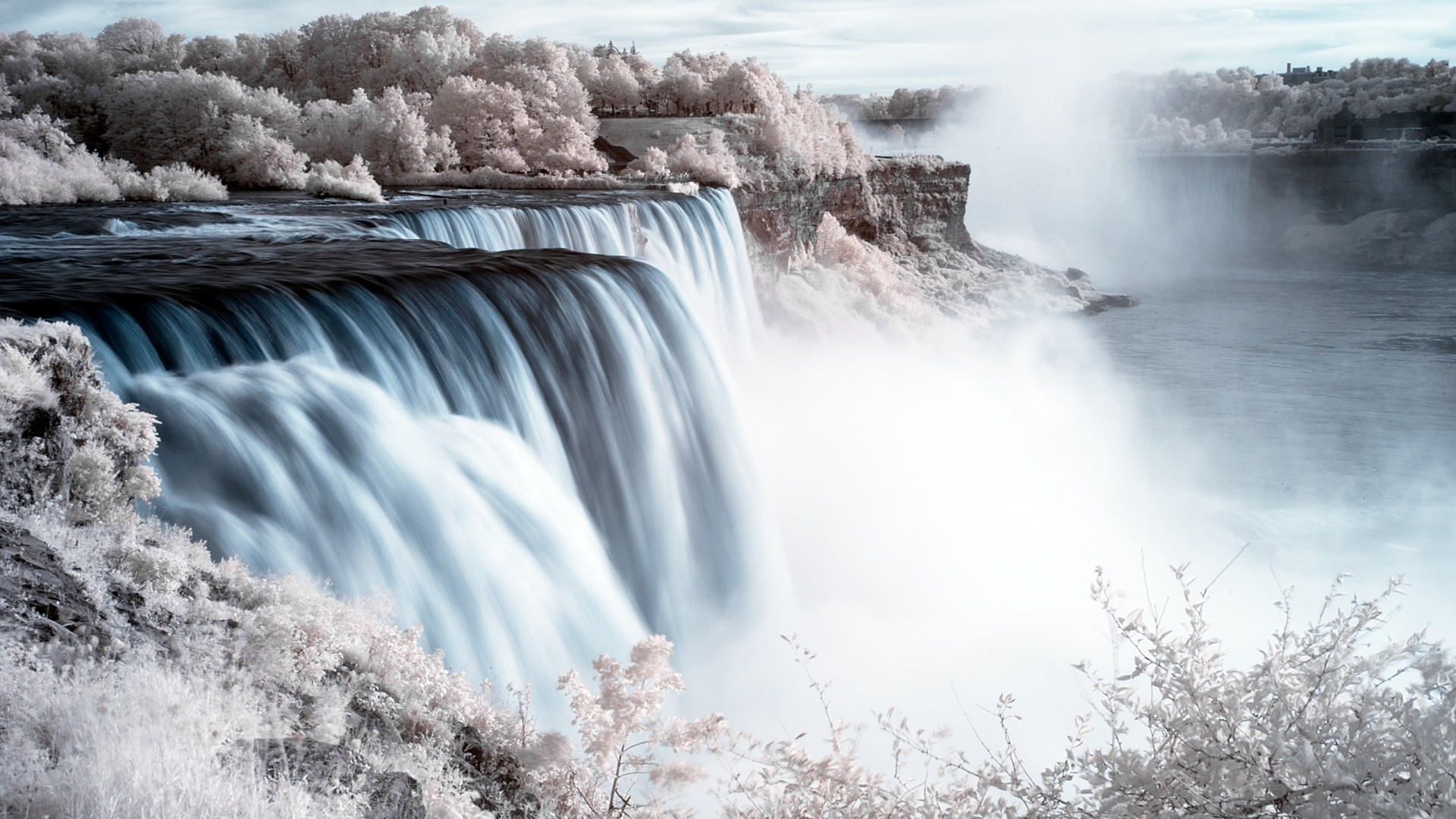 Infrared Photography Waterfall - HD Wallpaper 