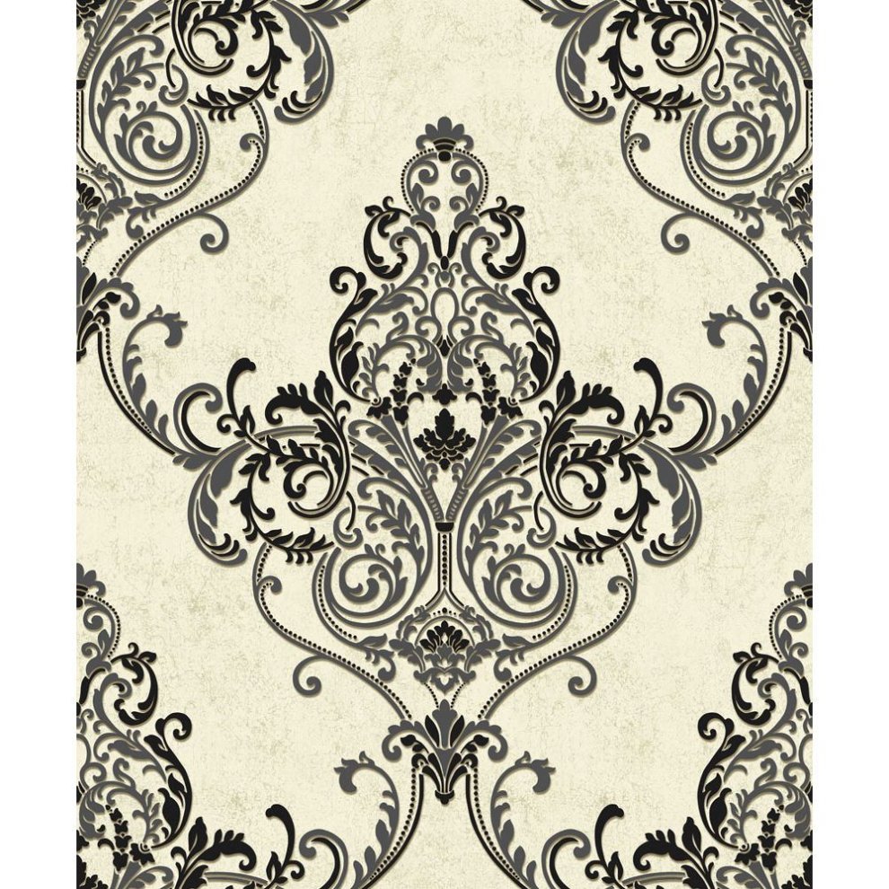 Black White Damask Glitter - HD Wallpaper 