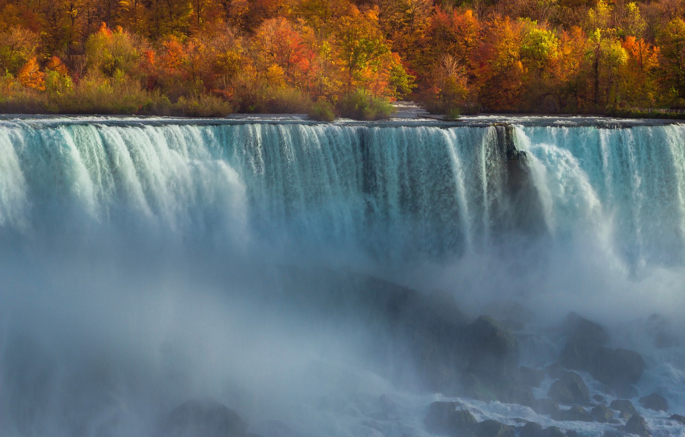 Photo Wallpaper Autumn, Trees, Landscape, Canada, Niagara - Waterfall - HD Wallpaper 