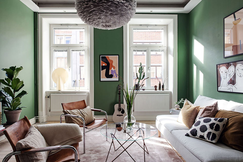 Green Scandinavian Apartment - HD Wallpaper 